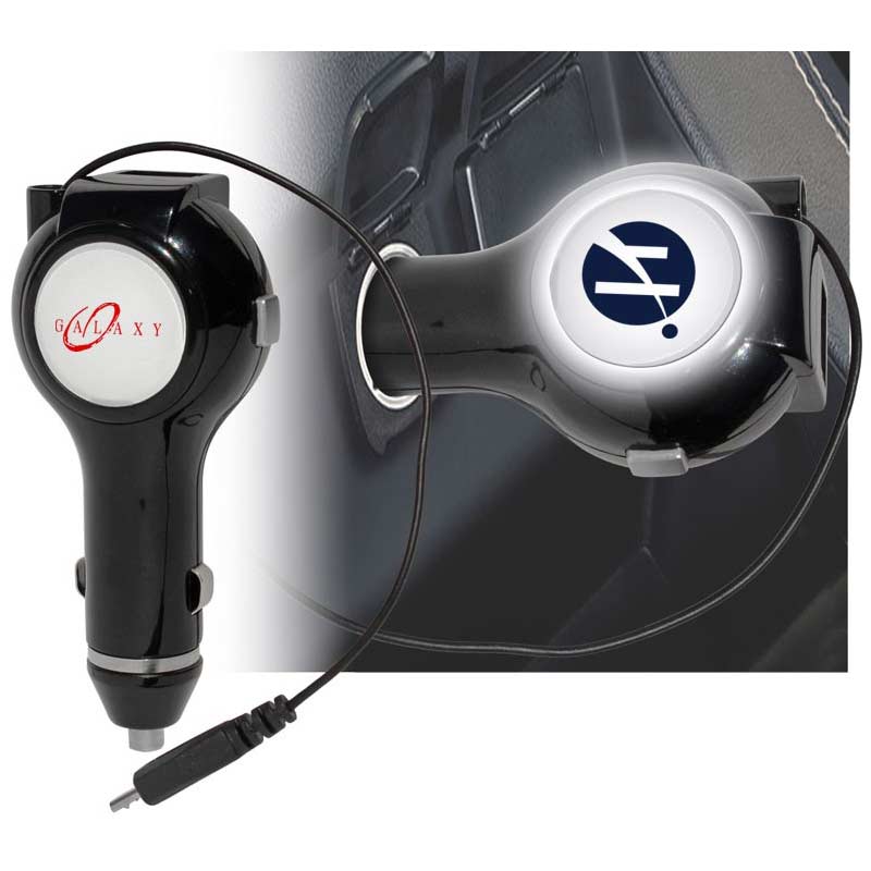 light up logo car charger/retractable car charger